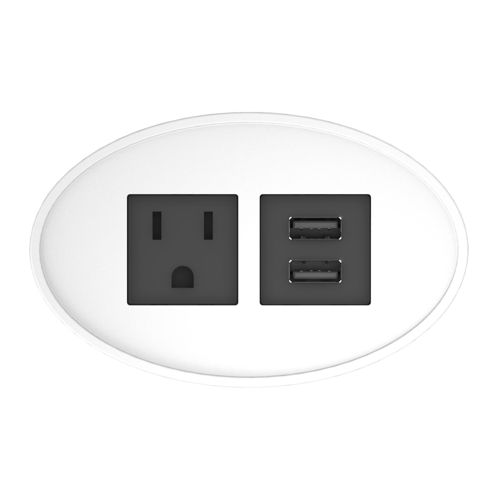 Raffel Oval Power Station, 1 AC Outlet and 2 USB-A Charging Ports, White